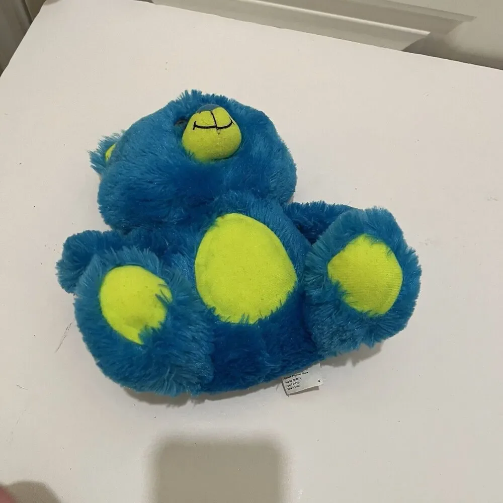 Peek A Boo Teal Blue Lime Green Fuzzy Teddy Bear Plush 10